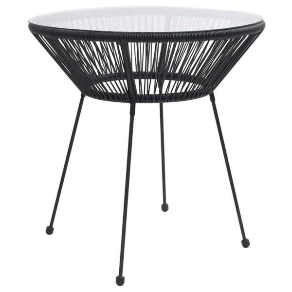Garden Dining Table Black Ø70x74 cm Rattan and Glass