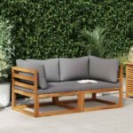 Sectional Corner Sofas 2 pcs with Cushions Dark Grey