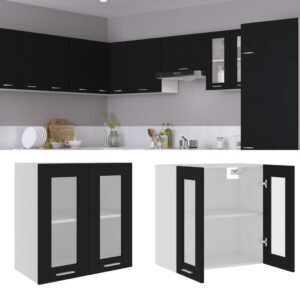 Hanging Glass Cabinet Lyon Black 60x31x60 cm Engineered Wood