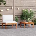 2 Piece Garden Lounge Set with Cushions Wood Acacia&Rope