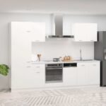 7 Piece Kitchen Cabinet Set Lyon White Engineered Wood
