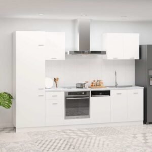7 Piece Kitchen Cabinet Set Lyon White Engineered Wood