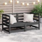 Garden Corner Sofas 2 pcs Grey Solid Pinewood