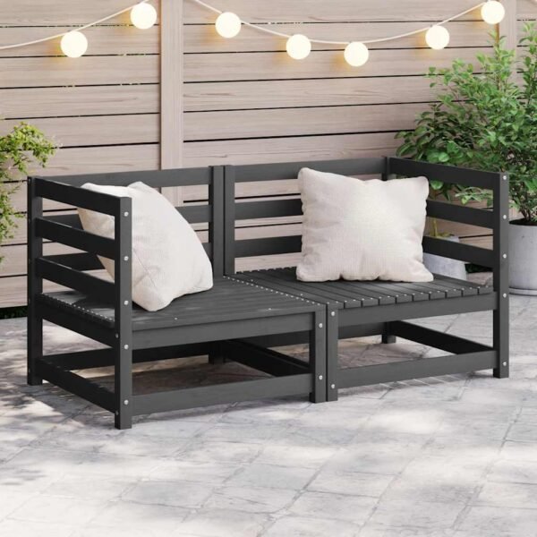Garden Corner Sofas 2 pcs Grey Solid Pinewood