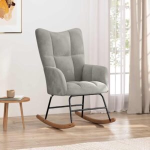 Rocking Chair Light Grey Velvet