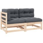 2 Piece Garden Lounge Set with Cushions Solid Pinewood