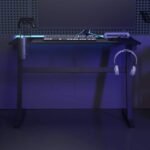 Gaming Desk LED with Z Shape Black 110x60x75 cm