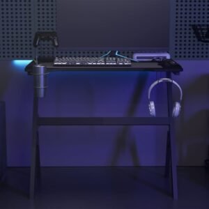 Gaming Desk LED with Y Shape Black 90x60x75 cm