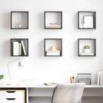 Wall Cube Shelves 6 pcs High Gloss Grey 26x15x26 cm