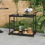 Bar Cart Black 100x45x83 cm Poly Rattan