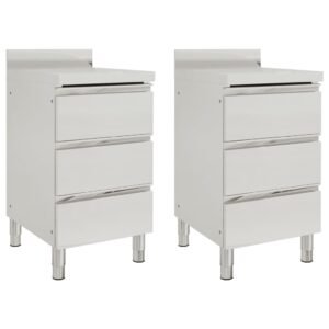 Commercial Kitchen Cabinets with 3 Drawers 2 pcs 50x60x96 cm
