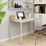 Computer Desk White and Oak 110x60x73 cm Engineered Wood