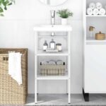 Bathroom Washbasin Frame White 40x38x83 cm Iron