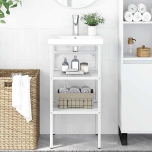 Bathroom Washbasin Frame White 40x38x83 cm Iron