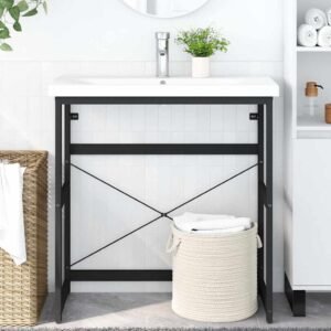 Bathroom Washbasin Frame Black 79x38x83 cm Iron