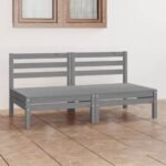 Garden 2-Seater Sofa Grey Solid Wood Pine
