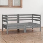 Garden 2-Seater Sofa Grey Solid Wood Pine