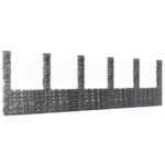U-shape Gabion Basket with 6 Posts Iron 620x20x200 cm