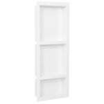 Shower Niche with 3 Compartments High Gloss White 41x99x9 cm