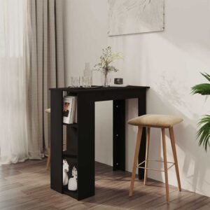 Bar Table with Shelf Black 102x50x103.5 cm Engineered Wood
