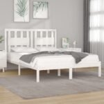 Bed Frame without Mattress White Solid Wood 135x190 cm