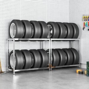 2-Layer Tire Racks 2 pcs Silver 110x40x110 cm Steel