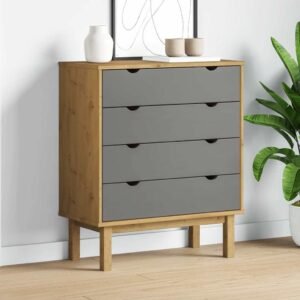 Drawer Cabinet OTTA Brown&Grey 76.5x39.5x90cm Solid Wood Pine