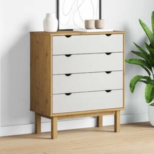 Drawer Cabinet OTTA Brown&White 76.5x39.5x90cm Solid Wood Pine