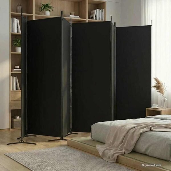 6-Panel Room Divider Black 520x180 cm Fabric