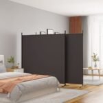 3-Panel Room Divider Brown 525x180 cm Fabric