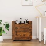 Desk Trolley Smoked Oak 60x45x60 cm Engineered Wood