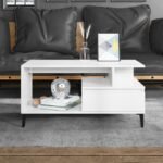 Coffee Table  High Gloss White 90x49x45 cm Engineered Wood