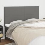 Headboard Dark Grey 160x5x118/128 cm Fabric