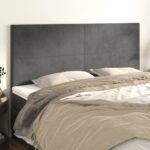 Headboard Dark Grey 160x5x118/128 cm Velvet