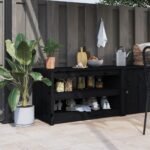Outdoor Kitchen Cabinet MEPPEL Black 106x55x64 cm Solid Wood Pine