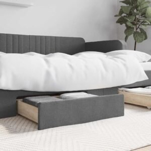 Bed Drawers 2 pcs Dark Grey Engineered Wood and Fabric