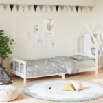 Kids Bed Frame White 92x187 cm Single Solid Wood Pine
