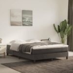 Box Spring Bed with Mattress Dark Grey 153x203 cm Queen Size Velvet