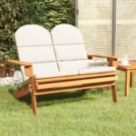 Adirondack Garden Bench with Cushions 126 cm Solid Wood Acacia