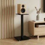 Speaker Stands 2 pcs Black Tempered Glass 1 Pillar Design