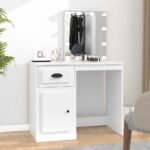 Dressing Table with LED White 90x50x132.5 cm Engineered Wood