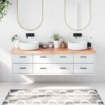 Bathroom Countertop Light Brown 180x60x6 cm Treated Solid Wood