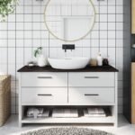 Bathroom Countertop Dark Brown 100x40x2 cm Treated Solid Wood