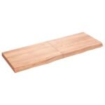 Table Top Light Brown 140x50x6 cm Treated Solid Wood Oak