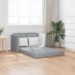 Floor Sofa Bed 2-in-1 Light Grey 112x174x55 cm Fabric
