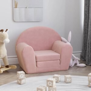 Kids' Sofa Bed Pink Soft Plush