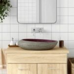 Countertop Basin Purple and Grey Oval 59x40x14 cm Ceramic