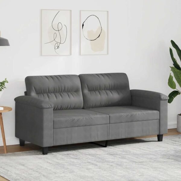 2-Seater Sofa Dark Grey 140 cm Microfibre Fabric