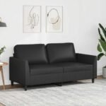 2-Seater Sofa Black 140 cm Faux Leather