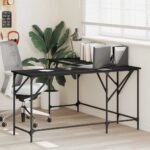 Desk Black 149x149x75 cm Engineered Wood